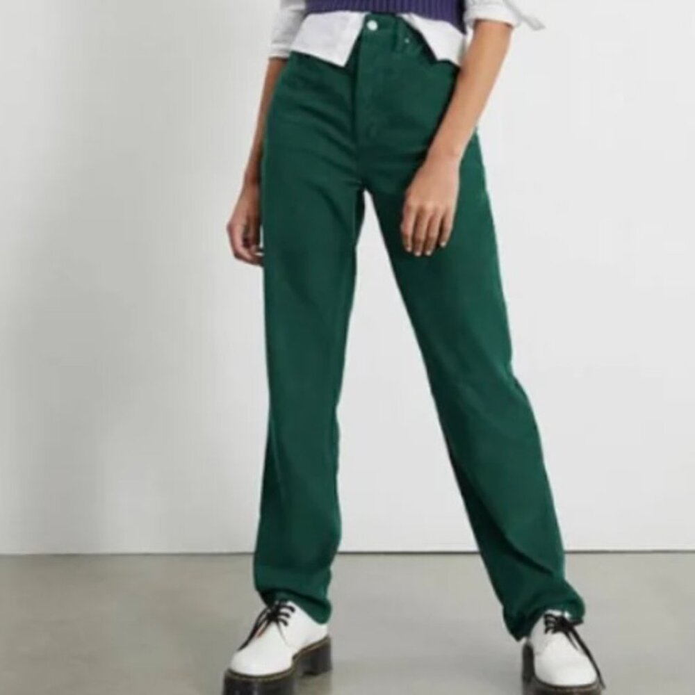 PACSUN DARK GREEN DAD JEAN CORDUROY LADIES SMALL